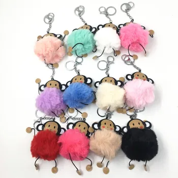 

2Pcs Cute Alloy Key Ring Plush Rabbit Fur Keychain Christmas Kawaii Kids Gift