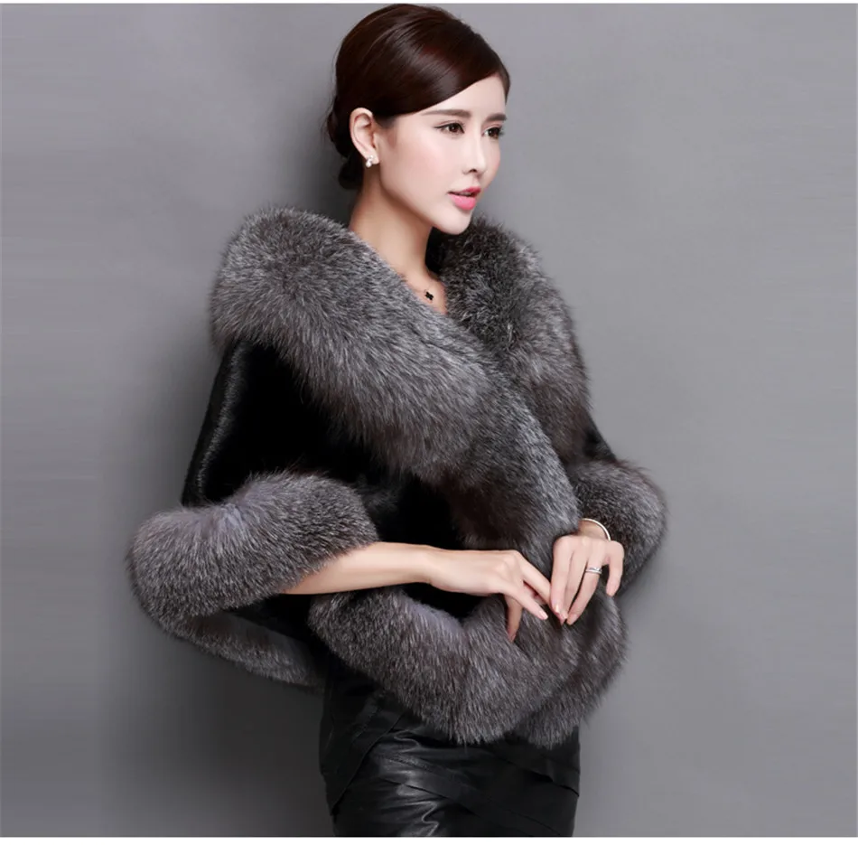 Mariée Fourrure Grand Col Parti Lapin Châle De Pon Rex Blanc Renard Poncho Wrap Mariage Écharpe Rouge Argent twXzrpxX