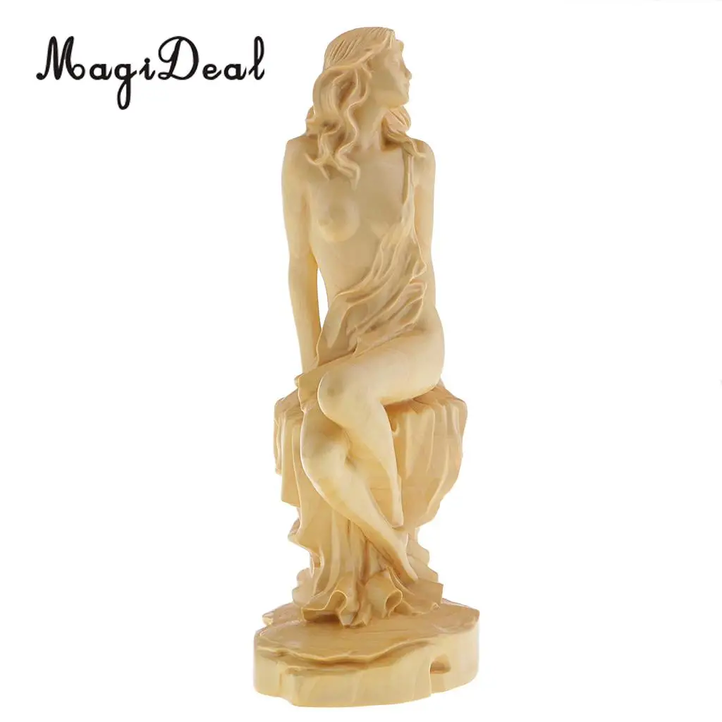 European Style Boxwood Carved Beauty Statue People Figurine Sculpture for Home Office Decor