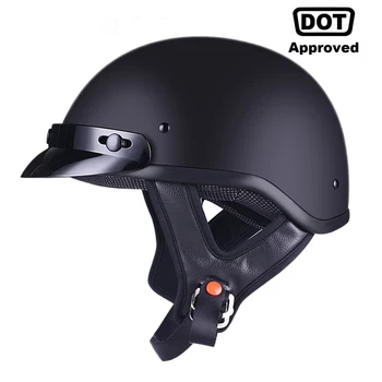 

AMZ Motorcycle Helmet Half Face Retro Vintage German Moto Helmet Style Casco Casque Scooter Helmets With Inner Sun Visor DOT