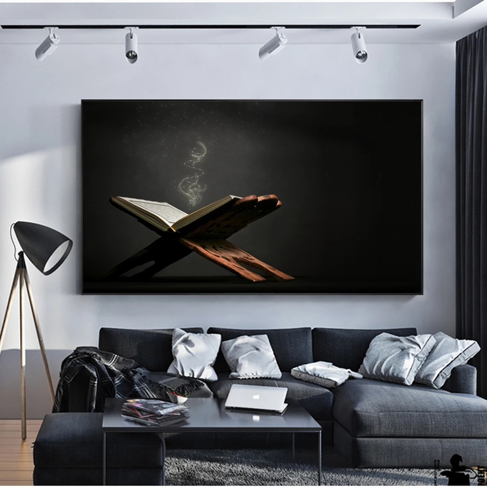 

Islam Mosque Qur'an Wall Art Canvas Paintings On The Wall Islamic Book Holy Quran and Subha Decorative Pictures For Living Room