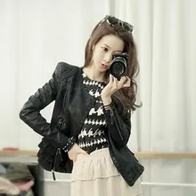 Женская весенне-осенняя Лоскутная тонкая куртка с оборками, Мотоциклетные Куртки из искусственной кожи, короткая верхняя одежда, уличная куртка, W1094