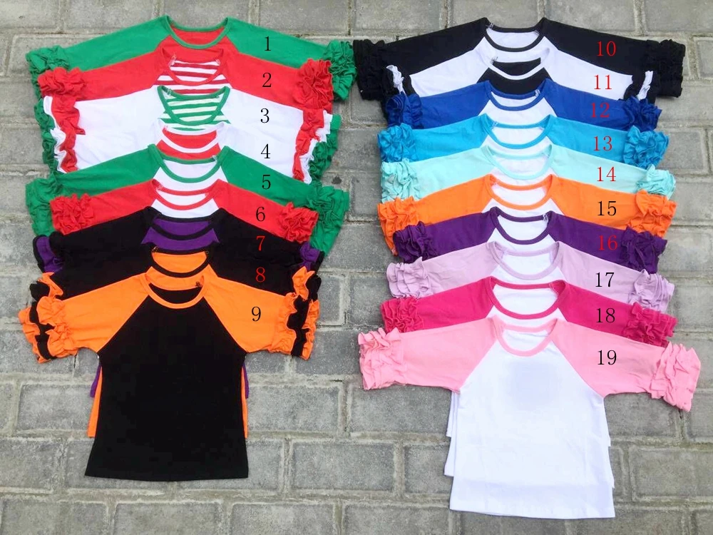 

discount Kids Christmas Shirts children Ruffles Raglan t shirts girl's raglan tops kids girl baseball t-shirts Halloween Costume