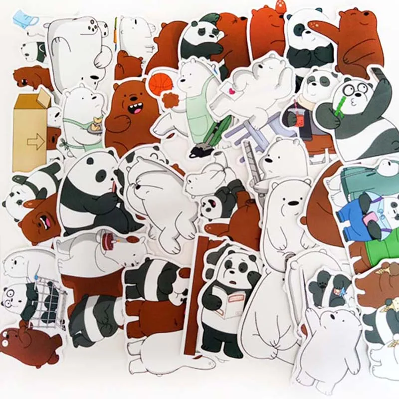 

36Pcs We Bare Bears Panda Polar Bear Stickers for Laptop Skateboard Luggage Car Styling Bicycle Motorcycle Doodle Decals Sticker