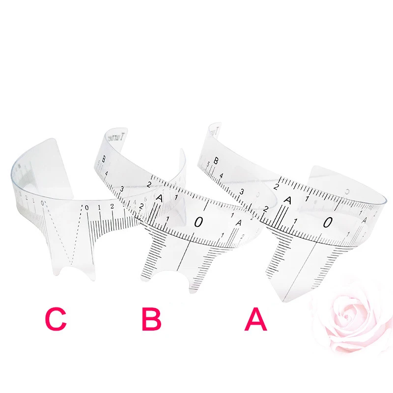

3PC Tattoo Reusable Semi Permanent Eyebrow Ruler Eye Brow Measure Tool Eyebrow Guide Ruler Microblading Calliper Stencil Makeup
