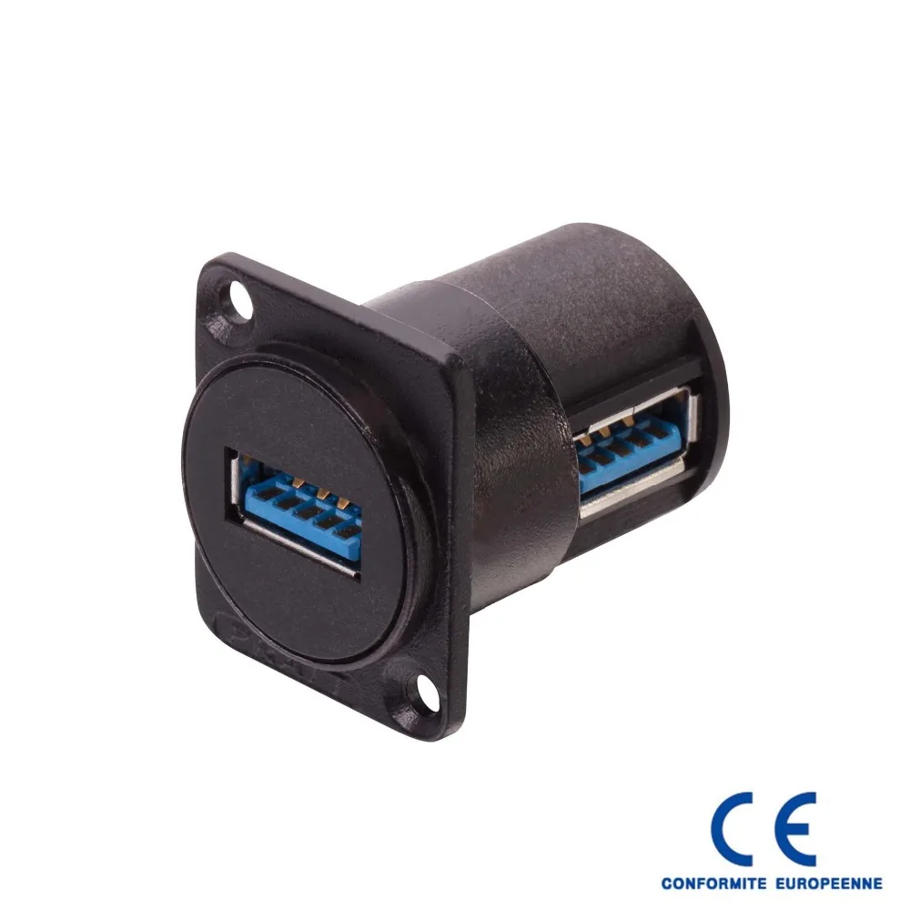 High quality 2pcs/lot USB3.0 Chassis Panel Mount Network USB3.0 socket with bends socket for D