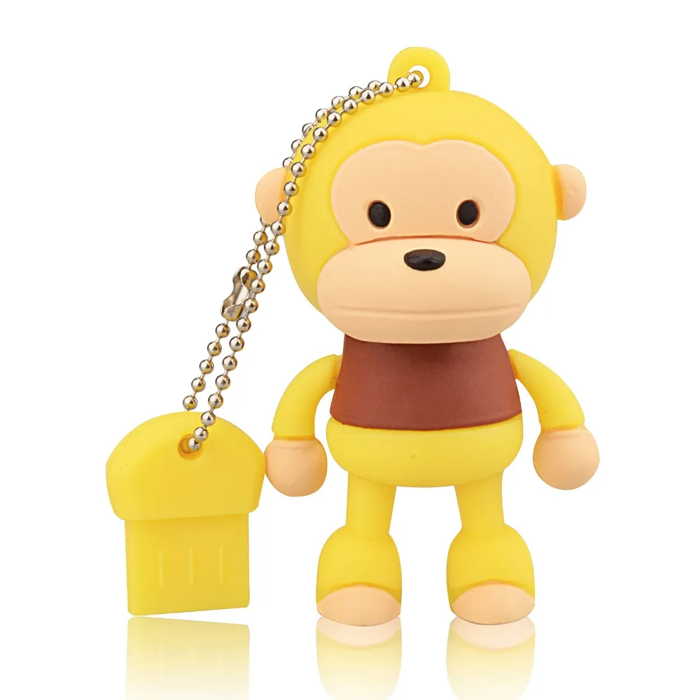 

J-boxing Yellow 64GB USB Flash Drive Funny Monkey Design Pendrive Memory Stick Women 16G 32G Thumb Drive for Computer Mac Tablet