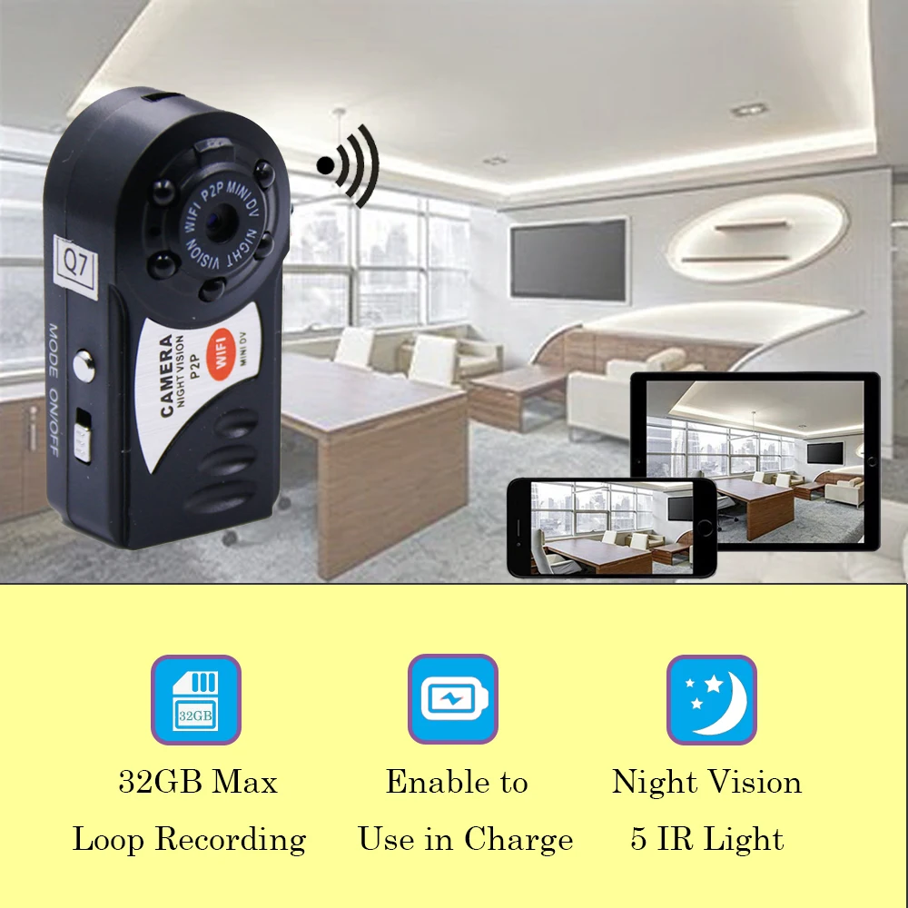 Мини WiFi камера 480P IOS Android P2P микро видеокамера DVR Беспроводная тайная DV няня