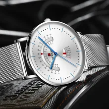 Mens Relógios Top Marca de Luxo Relógios de Quartzo dos homens À Prova D' Água Esportes Semana Data Relógio Masculino Militar Relógio de Pulso de Aço Completo prata(China)