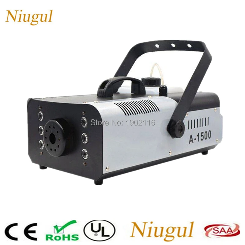 

LED 1500W RGB 3in1 Fog Machine Remote And Wire Control Smoke Machine With 6x3W LED Lights Professional Stage Machine DJ Fogger