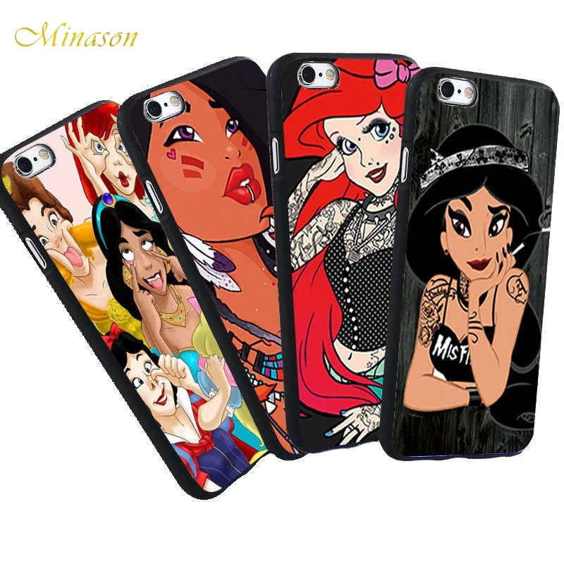 

Tattoo Princess Cases For iPhone 8 Alice Ariel Map Case for iPhone X 7 5 5S SE 6 6s plus Cover Coque Fundas Capinha