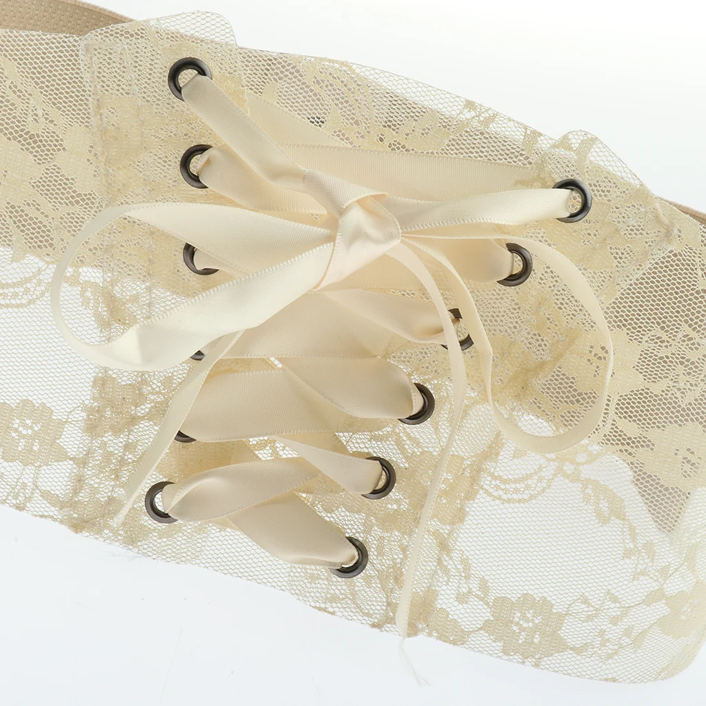 2019 New Black Beige Wide Corset Lace Belt Female Self Tie Obi Cinch Waistband Belts for Women Wedding Dress Decor Accessory