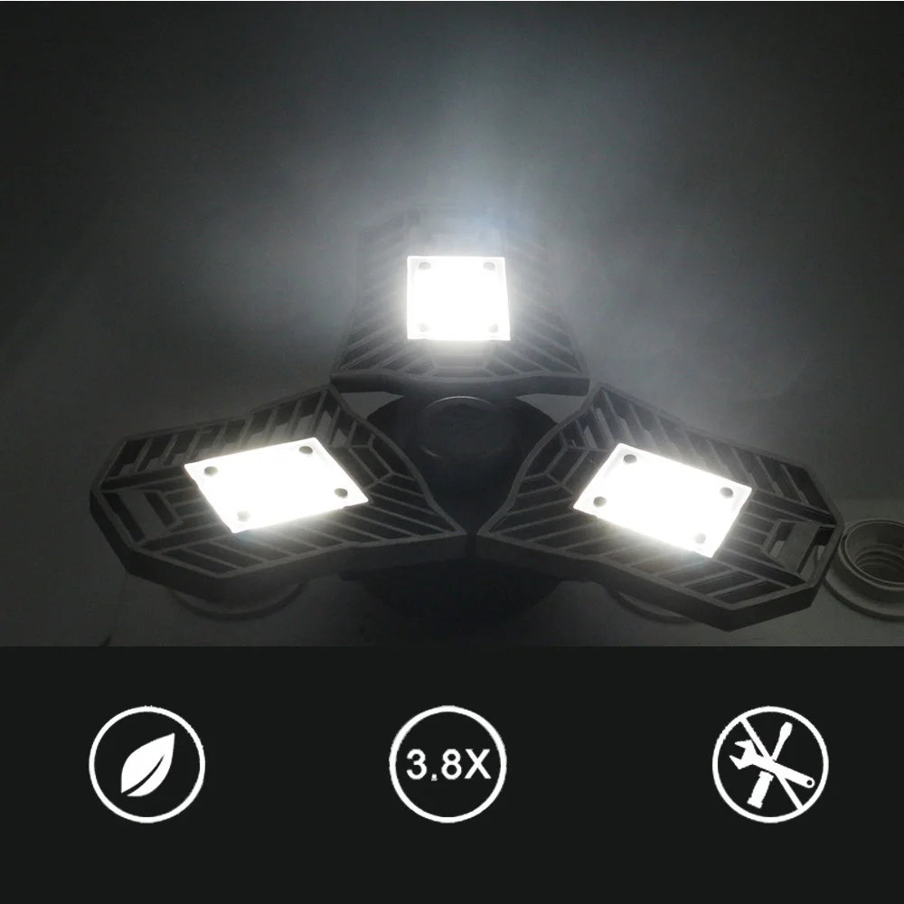 6000LM 6500K 220V 60W outdoor led spotlight Energy-Saving Garage LED Lamp led flood light E27 Motion Sensor Indoor Ceiling Light