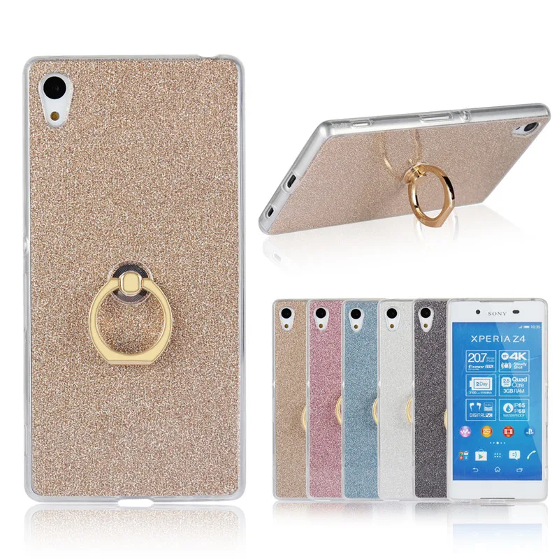 

For Sony Z 4 Z4 Z3Plus Z3+ E6533 E6553 Case Shiny Glitter Silicon TPU with Ring Holder Back Cover Case for Sony Xperia Z4 Z3Plus