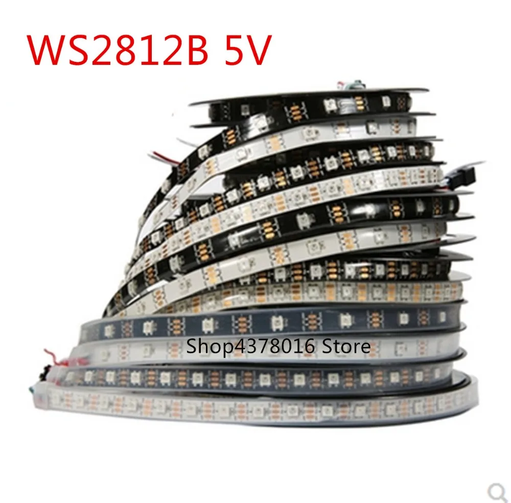 WS2812B 5050 RGB Светодиодные ленты 5 м 150 300 светодиодный s 144 30 светодиодный/м прибор приемно-5 V