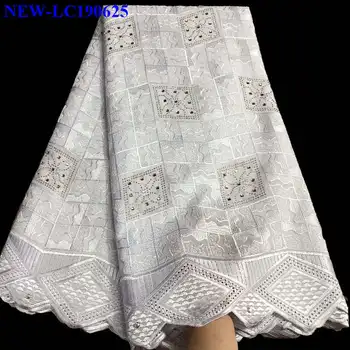 

African Mesh Lace Fabric High Quality Swiss Voile Lace In Switzerland Cotton French stones Lace Fabric for Wedding dress GT002