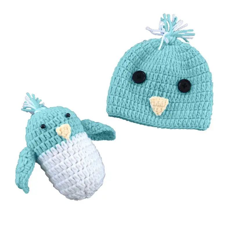

Newborn Baby Photography Props Accessories Baby Hat Infant Boys Girls Crochet Costume Outfits Hat Little Bird Set 0-3 Months