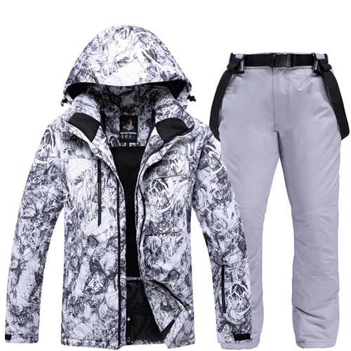 Комплекты для сноубординга, куртки и штаны, мужской лыжный костюм, теплая ветрозащитная Водонепроницаемая дышащая зимняя куртка, штаны, уличная зимняя одежда - Цвет: Sets 2