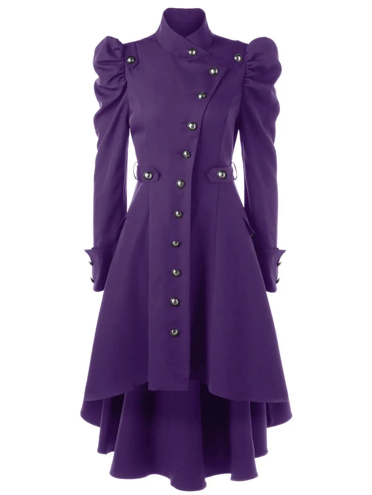 XXXL, Тренч, пальто со стоячим воротником, тонкий, модный, длинный, средневековый Тренч, шерстяное пальто для женщин, зимнее, черное, стоячий воротник, готический - Цвет: 1023purple