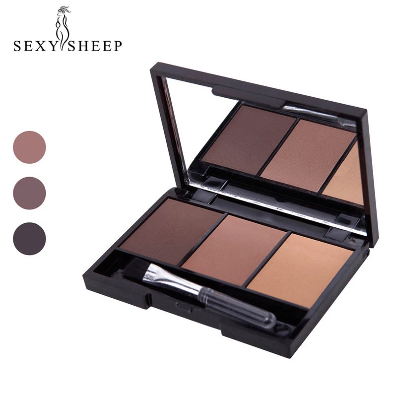 

3 Colors Professional Kit Long Lasting Eyebrow Powder Shadow Palette With Soft Brush And Mirror Makeup Tools Set