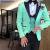 Low Cost Groom Tuxedo Suit-Set Wedding Custom-Made Green 3pieces-Suit Pants Jacket Peaked Gwenhwyfar ABNydJ0O