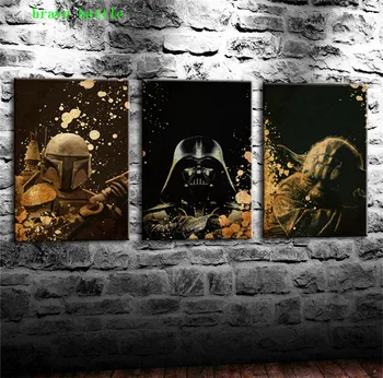 

Darth vader Star Wars yoda boba fett 3 Pieces Canvas Painting Print Living Room Home Decor Modern Wall Art Oil Painting Poster