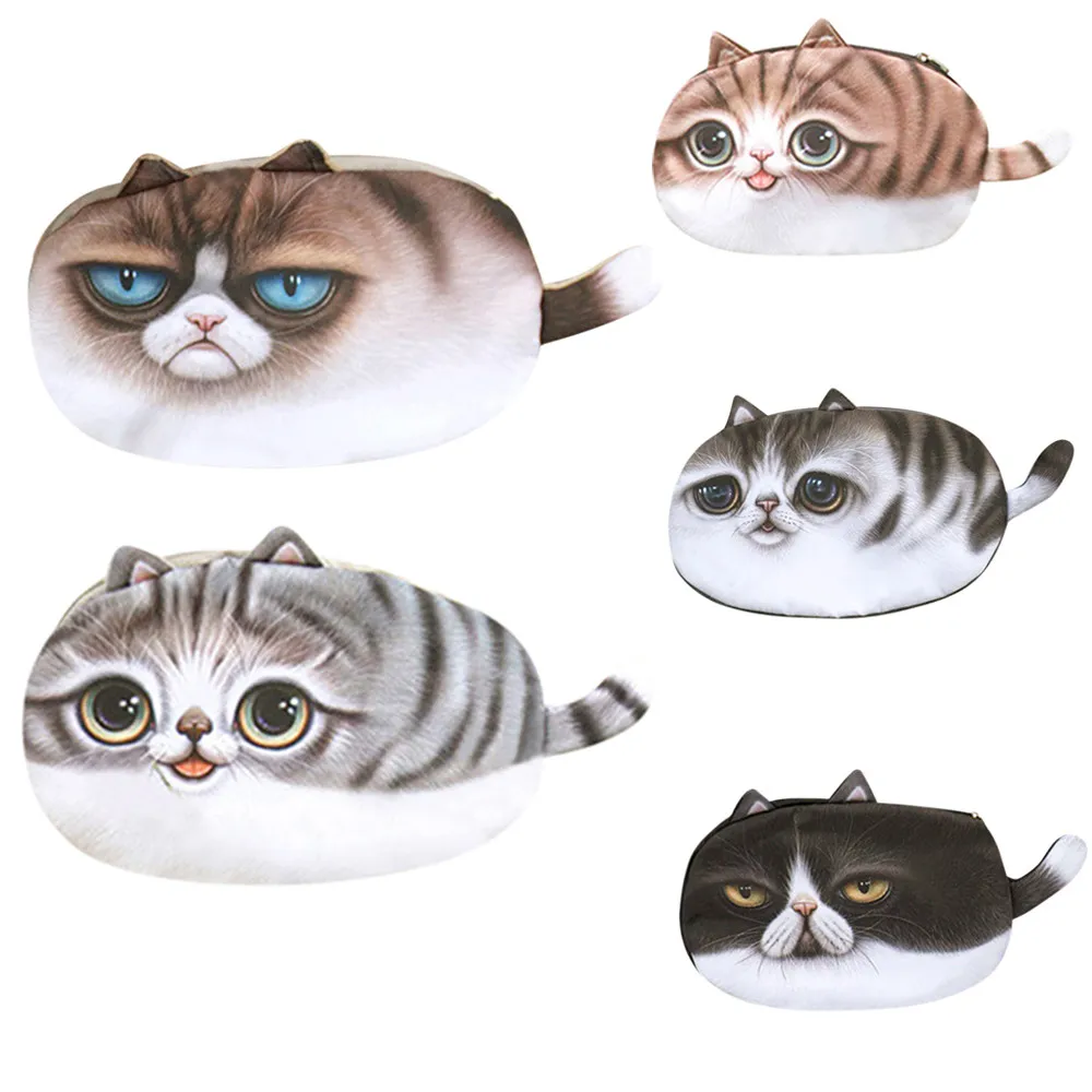 Женский мини кошелек для монет сумка мультяшный милый кот девушка брелок