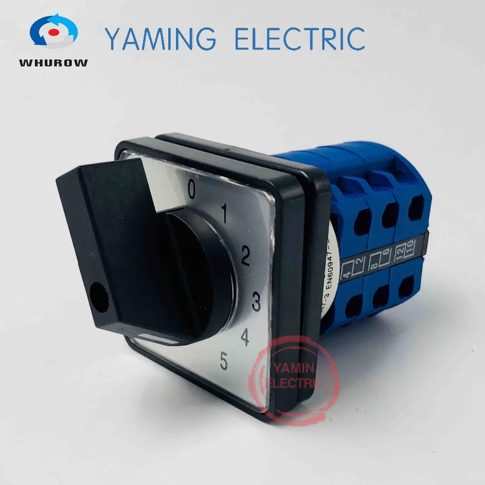 

LW26 YMW26-20/3 Rotary switch knob 0-5 position 690V 20A 3 poles 10 terminals Motor universal cam switch