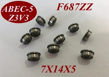 

50Pcs F687ZZ F687Z F687-ZZ 7X14X5 mm Miniature high speed deep groove Ball Bearings Flange Roller flanged bearing