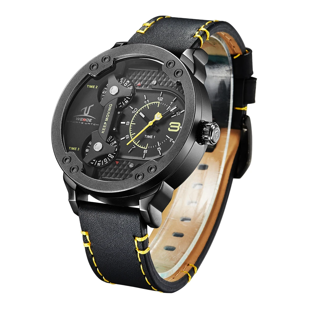 

Men Sports Watches Montre Homme Military Wristwatch Leather Strap 2017 New Weide Multi Time Male Clock Casual Relogio Masculino