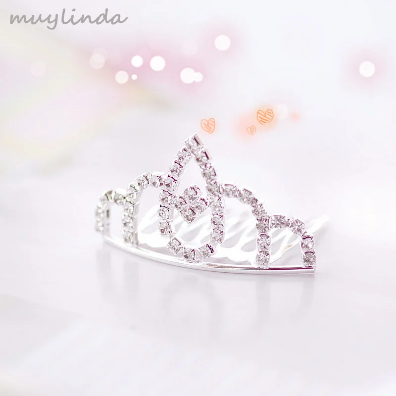 Прозрачный камень мини цветок Девушки Корона гребни тиары волос Свадебные Стразы Украшения для волос