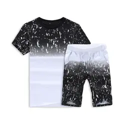 2 шт мужские футболки с коротким рукавом короткие модные мужские комплекты с градиентным принтом