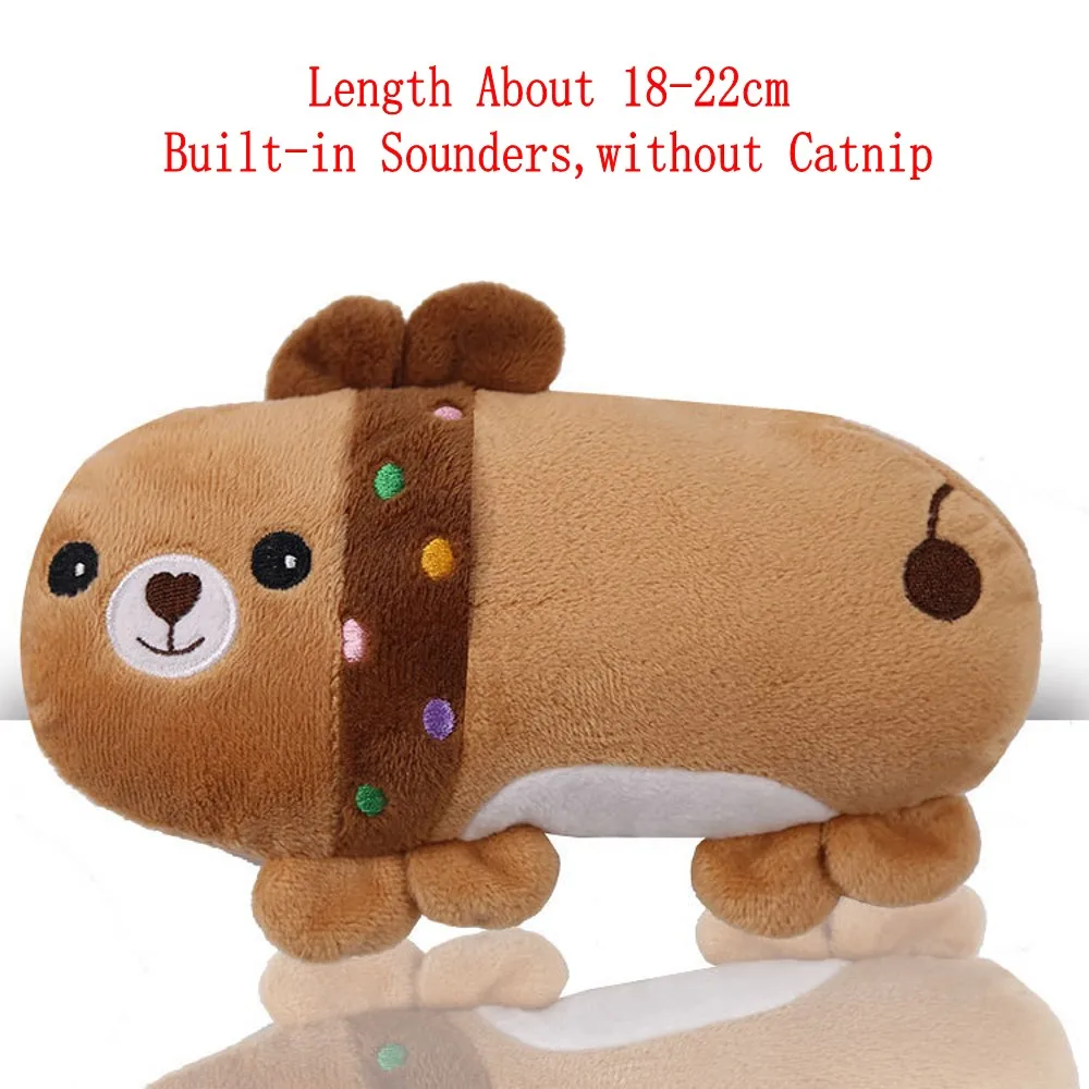 Brown Bear Мультяшная игрушка для домашних животных, пищащий звук жевания, плюшевая кошка, мятные игрушки, Забавный интерактивный питомец, котенок, Маленькая подушка с изображением собак, товары для домашних животных - Цвет: Brown Bear