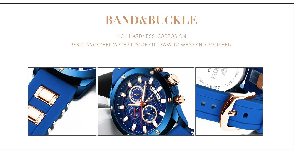 NIBOSI Chronograph Watch Men Sport Quartz Clock Mens Watches Top Brand Luxury Silicone Strap Casual Military Watch Male Blue     (8)