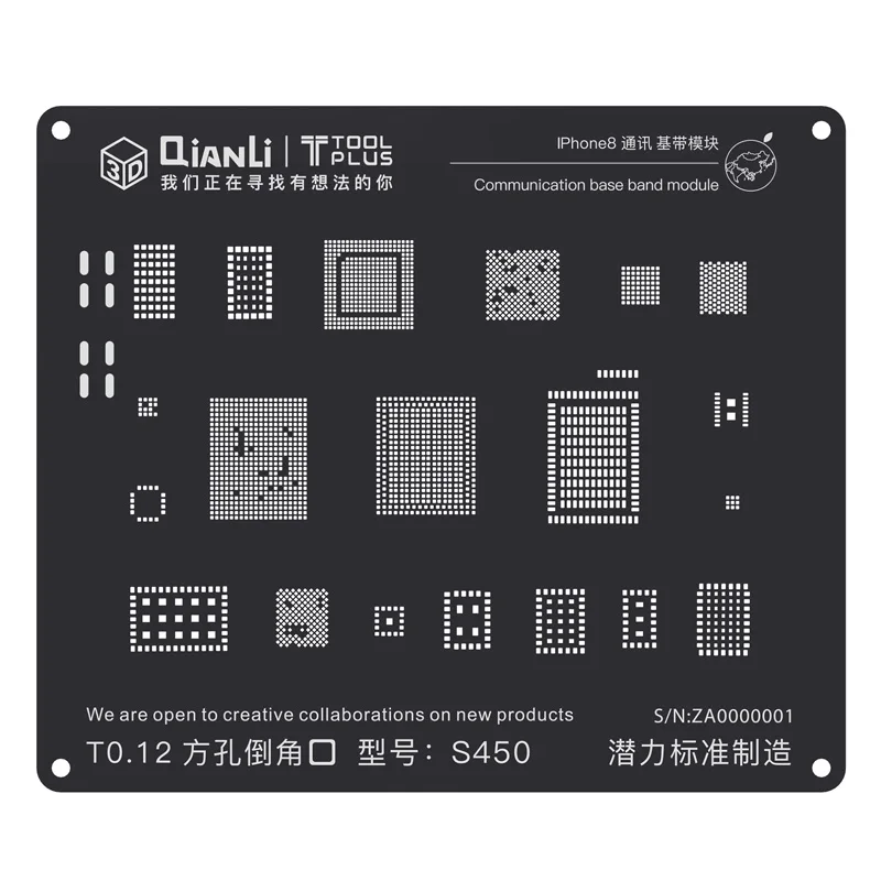 QIANLI 3D Черный Стальной BGA трафарет для iPhone 8 P/8/7 P/7/6SP/6 S/6 P/6/5S модуль связи Базовая пластина для посадки олова - Цвет: For 8 8P