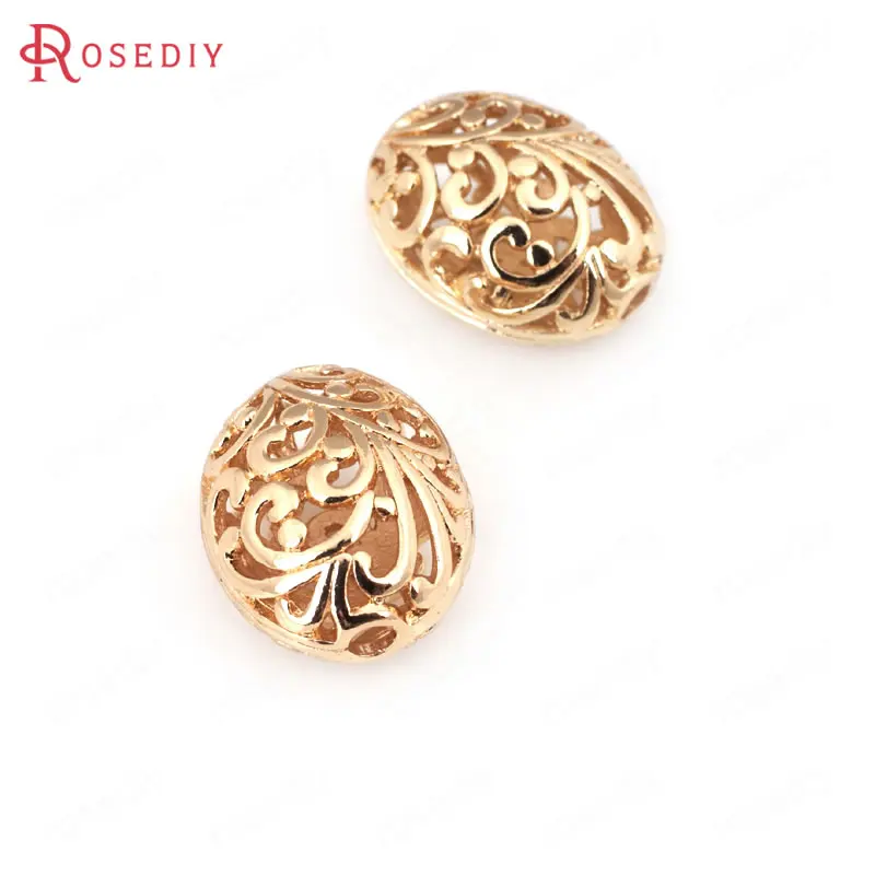 

(D341)2 pieces 20x16mm 24K Champagne Gold Color Plated Brass Oval Bracelet Spacer Beads High Quality Diy Jewelry Accessories
