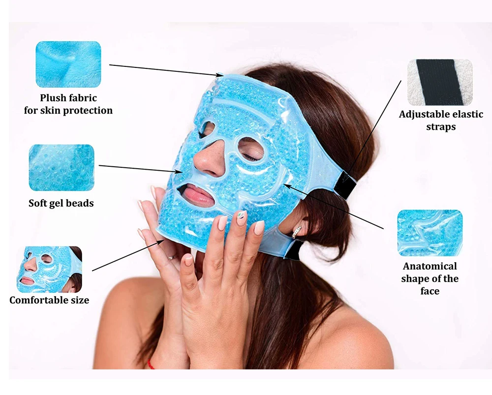 Hot & Cold Gel Face Mask Therapy Gel Bead Full Face Cooling Mask Fatigue Relief Relaxation Pad With Cold Pack Faical Care Tool