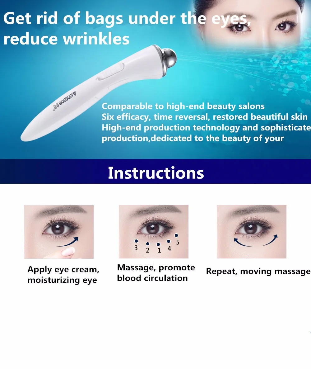 NEW Arriavl KD8909 Eye Massage Stick Eyes Wrinkle Removing Pen Black Eye Massage Instrument Vibration Beauty Pen-11