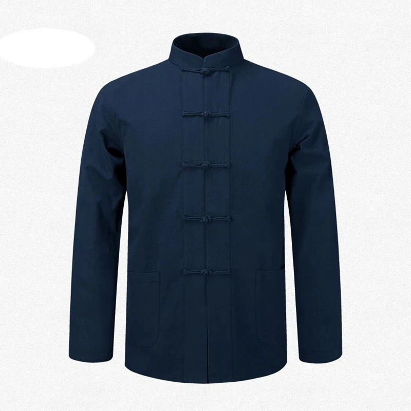 

New Male 100%Cotton Shirt Traditional Chinese Men Coat Clothing Kung Fu Tai Chi Uniform Autumn Spring Long Sleeve Jacket for Man