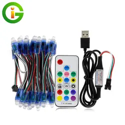 WS2811 IC Светодиодная лента комплект DC5V полный Цвет светодиодный модуль с 3 Ключи/9 ключи/17 Ключи РФ музыки контроллер Подсветка Светодиодные