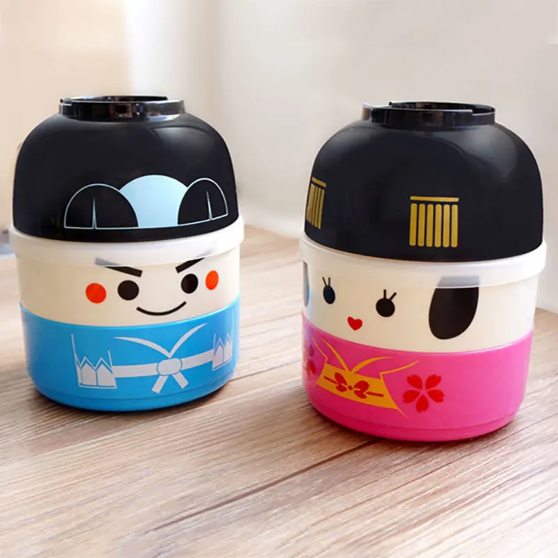 Ланч-бокс для детей, Кукла Kawaii, японская портативная коробка для бенто, фруктовый контейнер для еды, термос, Кухонный Контейнер для хранения, школьный ланчбокс для пикника