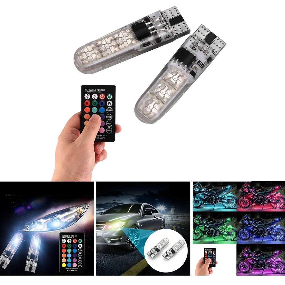 4pcs 12V 2W LED T10 RGB 5050 SMD Lights Car Interior Reading Lights