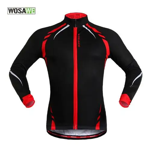 red WOSAWE Мужская зимняя Светоотражающая куртка для горного велосипеда Mtb термальная куртка для велосипедного спорта велосипедная одежда с капюшоном Велоспорт Джерси - Цвет: red