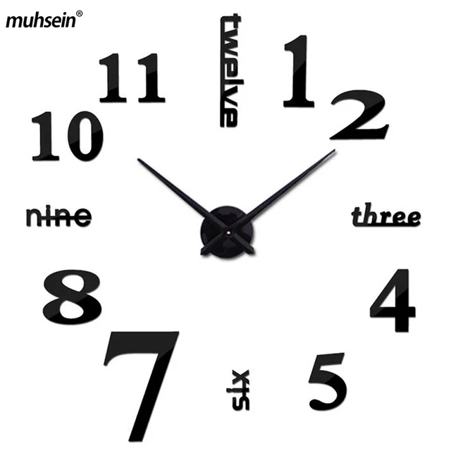 2019 Quartz Clocks muhsein Fashion Watches 3d Large Mirror Wall Clock Rushed Sticker Wall Diy Living Room Decor Free Shipping