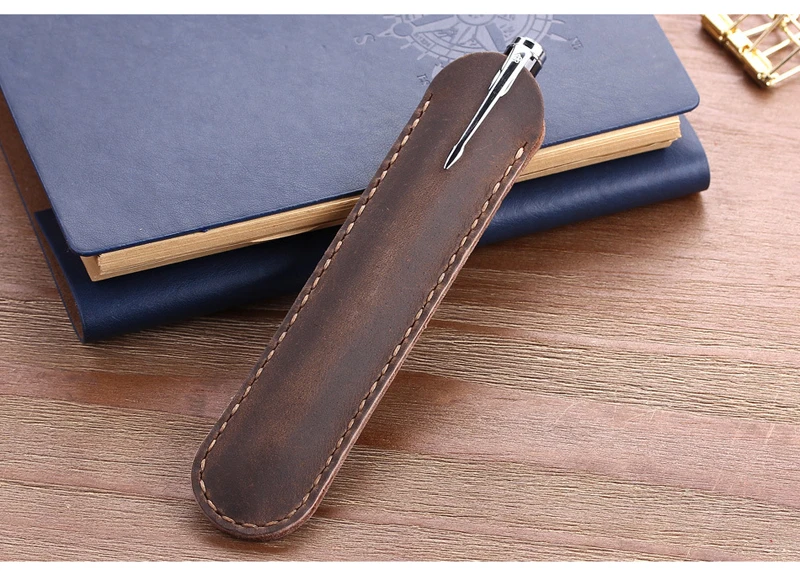 Ретро стиль Handnote натуральная кожа ручка сумка держатель один карандаш сумка воловья ручка чехол для роллербол фонтан Шариковая ручка