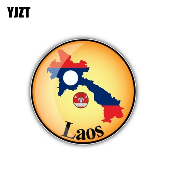 

YJZT 10CM*10CM Car Accessories Laos Map Flag Motorcycle Helmet Car Window Bike Decal Sticker 6-2042