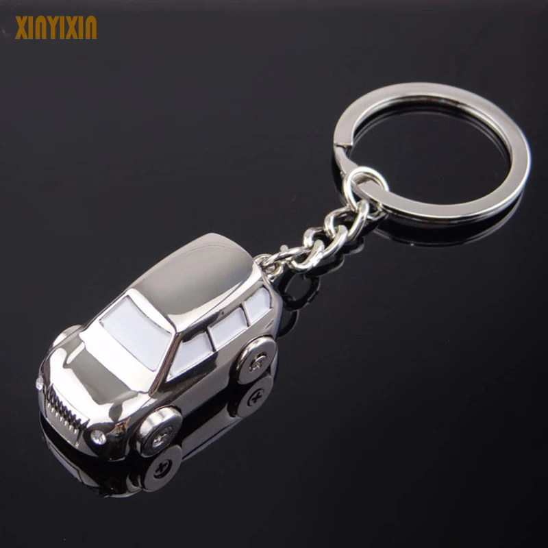 Silver Car Key Chain Simulation 3D SUV Car Model Key Chain Gift