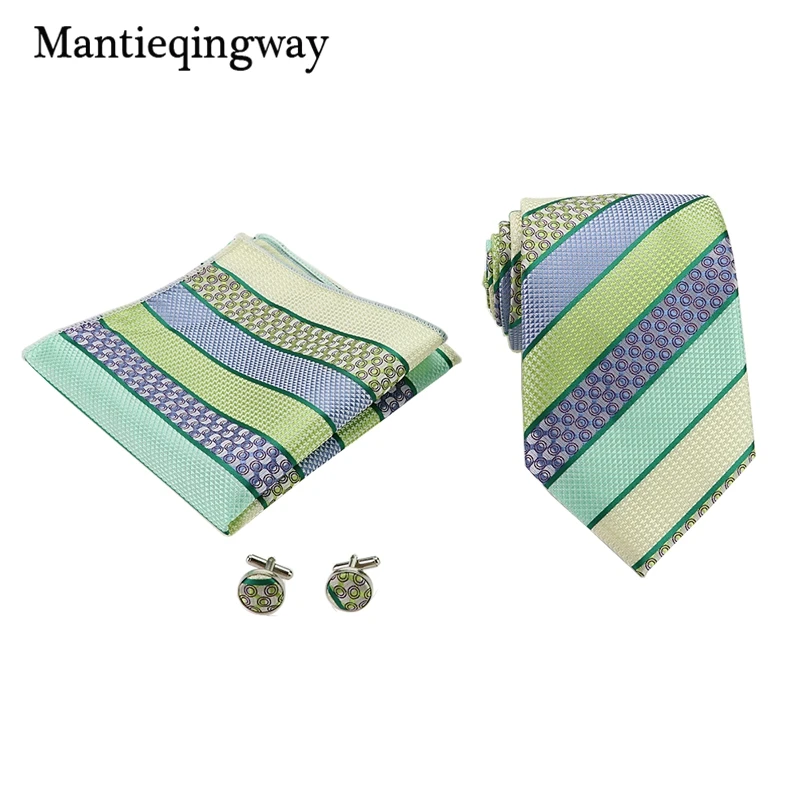 Mantieqingway полосатый Карамельный цвет галстук комплект Цветочный Hanky запонки corbatas 8.5