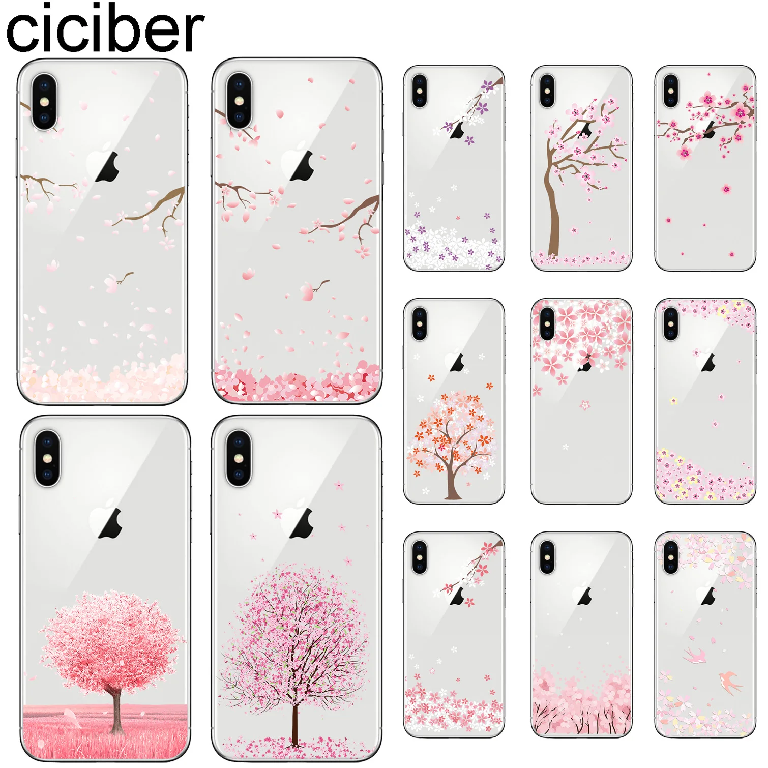 Чехлы для телефонов ciciber Cherry Blossom Tree для iphone 11 Pro XR XS MAX X, мягкий чехол из ТПУ для iphone 7, 8, 6, 6S Plus, 5S, SE, чехол