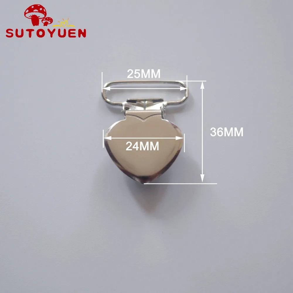 SUTOYUEN 1 ''25 мм Сердце Металлические зажимы для клипсы-подвески для соски эмалевая подвеска зажим пластиковые зубы пустышка держатель игрушки 32 шт